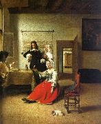 Pieter de Hooch Woman Drinking with Soldiers china oil painting reproduction